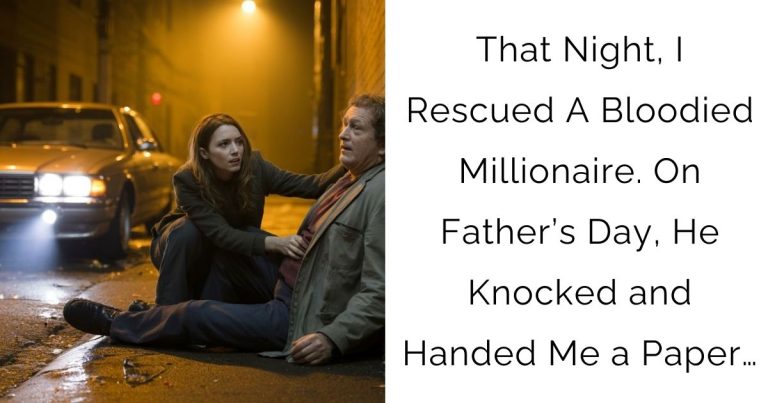 That Night, I Rescued A Bloodied Millionaire. On Father’s Day, He Knocked and Handed Me a Paper…