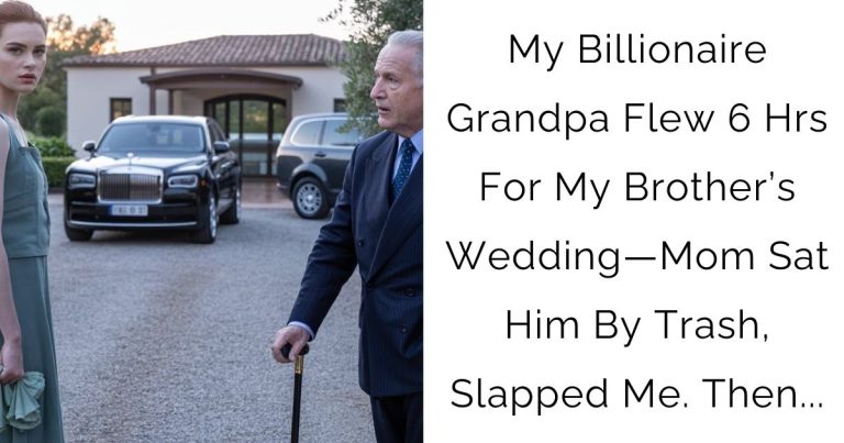 My Billionaire Grandpa Flew 6 Hrs For My Brother’s Wedding—Mom Sat Him By Trash, Slapped Me. Then…
