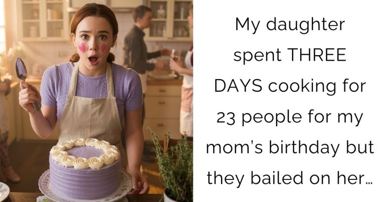My daughter spent THREE DAYS cooking for 23 people for my mom’s birthday but they bailed on her…