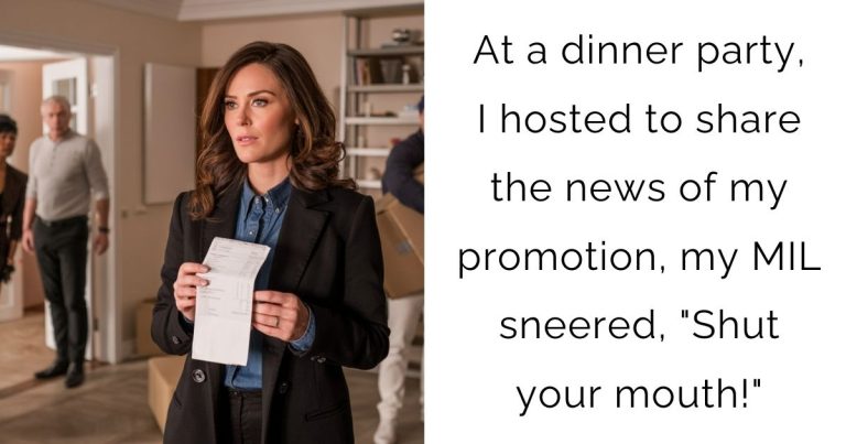 At a dinner party, I hosted to share the news of my promotion, my MIL sneered, “Shut your mouth!”
