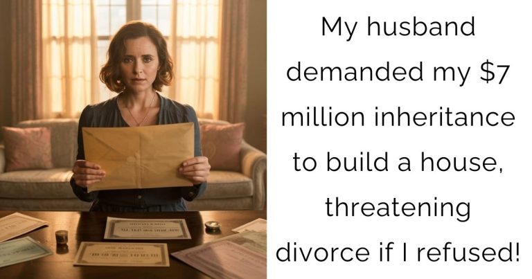 My husband demanded my $7 million inheritance to build a house, threatening divorce if I refused!