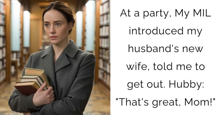 At a party, My MIL introduced my husband’s new wife, told me to get out. Hubby: “That’s great, Mom!”
