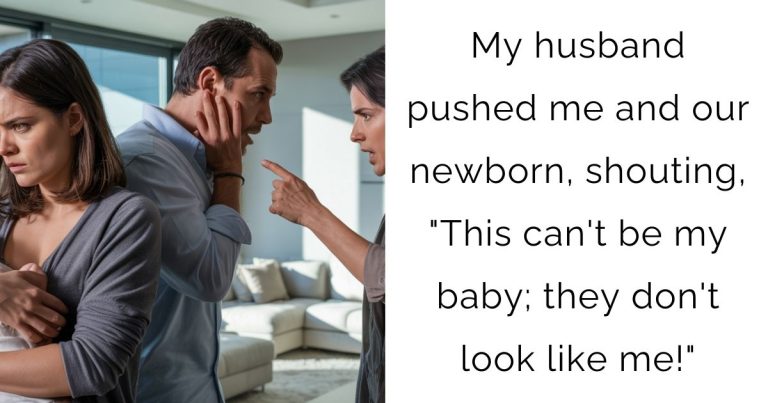 My husband pushed me and our newborn, shouting, “This can’t be my baby; they don’t look like me!”