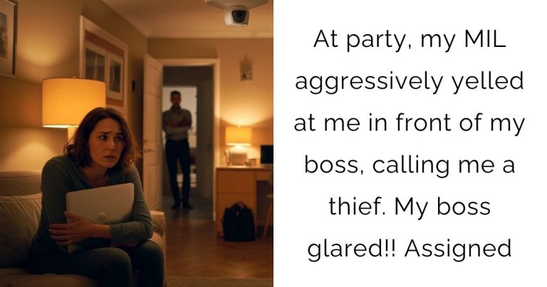 At party, my MIL aggressively yelled at me in front of my boss, calling me a thief. My boss glared!! Assigned