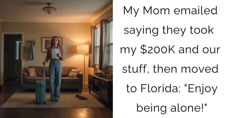 My Mom emailed saying they took my $200K and our stuff, then moved to Florida: “Enjoy being alone!”