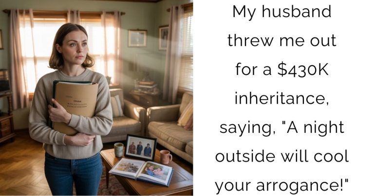 My husband threw me out for a $430K inheritance, saying, “A night outside will cool your arrogance!”