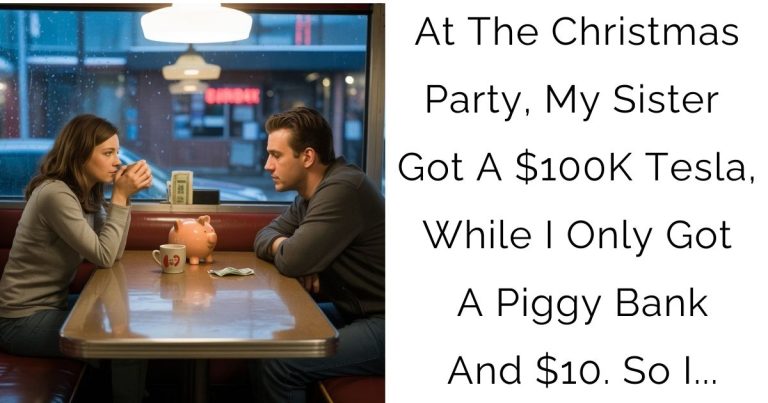 At The Christmas Party, My Sister Got A $100K Tesla, While I Only Got A Piggy Bank And $10. So I…