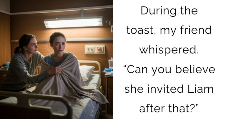 During the toast, my friend whispered, “Can you believe she invited Liam after that?”