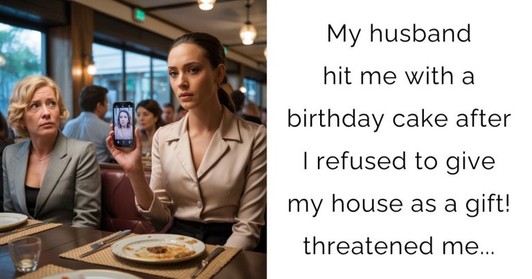 My husband hit me with a birthday cake after I refused to give my house as a gift! threatened me…