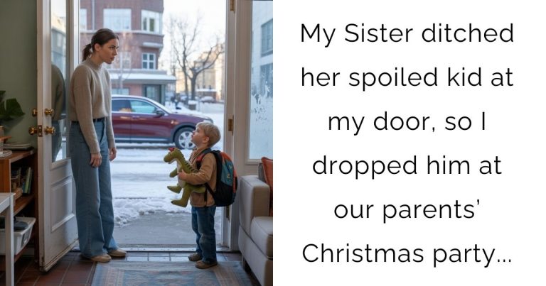 My Sister ditched her spoiled kid at my door, so I dropped him at our parents’ Christmas party…