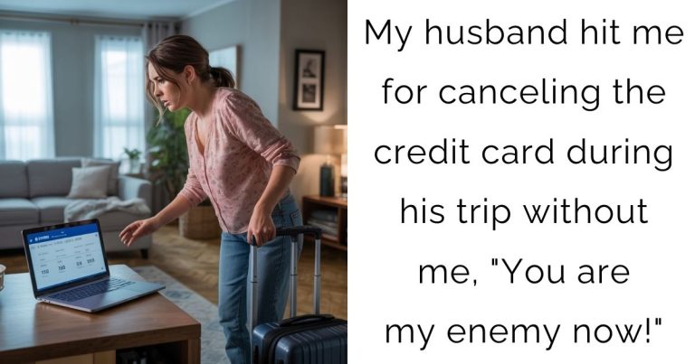 My husband hit me for canceling the credit card during his trip without me, “You are my enemy now!”