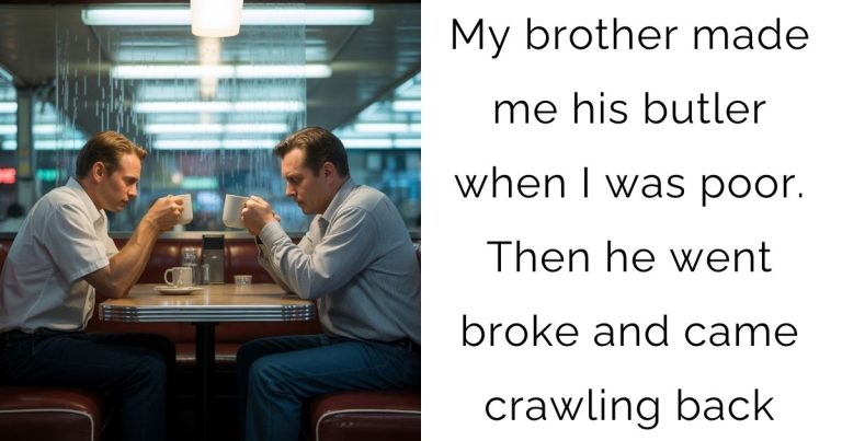 My brother made me his butler when I was poor. Then he went broke and came crawling back