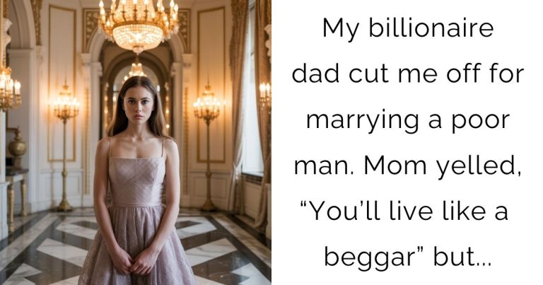 My billionaire dad cut me off for marrying a poor man. Mom yelled, “You’ll live like a beggar” but…