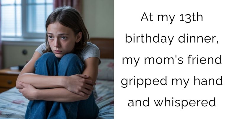 At my 13th birthday dinner, my mom’s friend gripped my hand and whispered