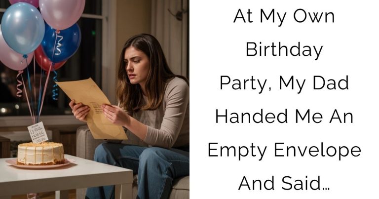 At My Own Birthday Party, My Dad Handed Me An Empty Envelope And Said…