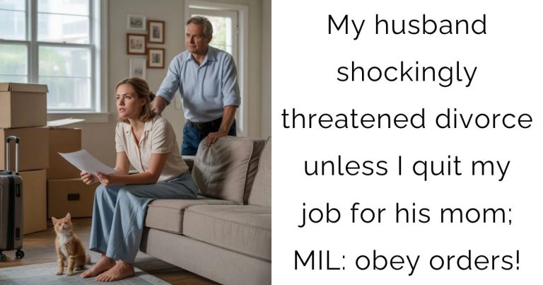 My husband shockingly threatened divorce unless I quit my job for his mom; MIL: obey orders!