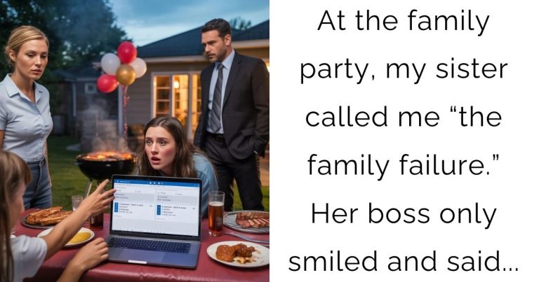 At the family party, my sister called me “the family failure.” Her boss only smiled and said…