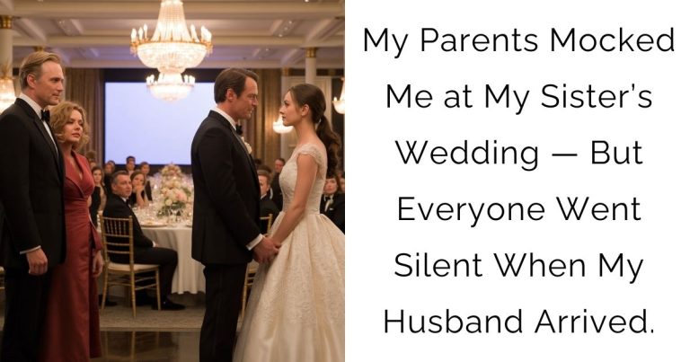 My Parents Mocked Me at My Sister’s Wedding — But Everyone Went Silent When My Husband Arrived.