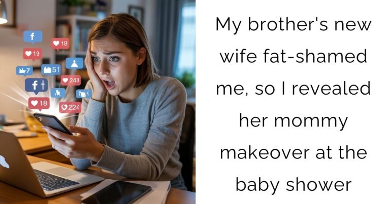 My brother’s new wife fat-shamed me, so I revealed her mommy makeover at the baby shower