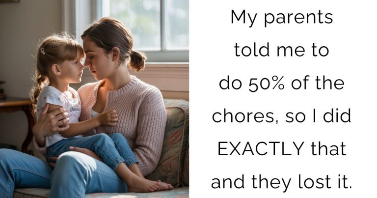My parents told me to do 50% of the chores, so I did EXACTLY that and they lost it.