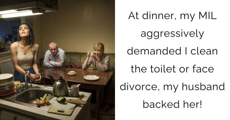 At dinner, my MIL aggressively demanded I clean the toilet or face divorce, my husband backed her!
