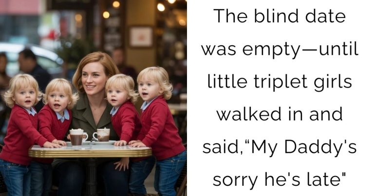 The blind date was empty—until little triplet girls walked in and said,“My Daddy’s sorry he’s late”