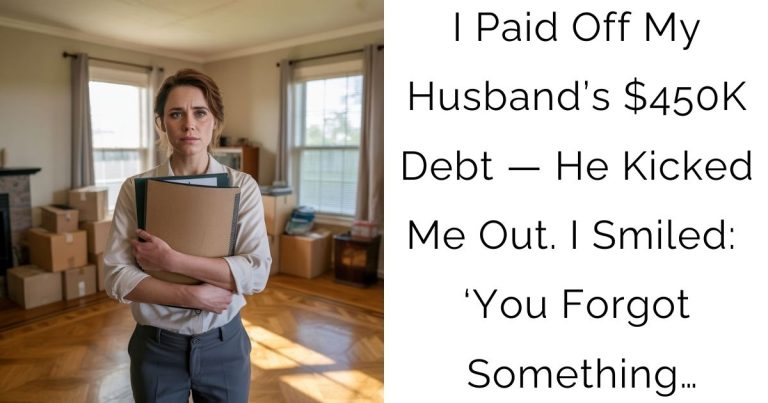 I Paid Off My Husband’s $450K Debt — He Kicked Me Out. I Smiled: ‘You Forgot Something…