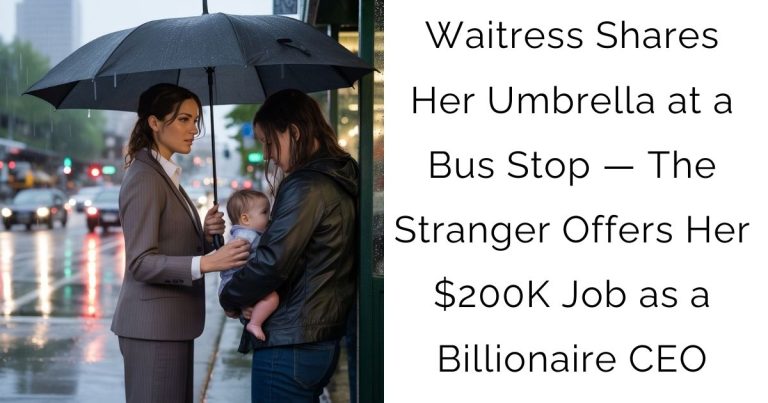 Waitress Shares Her Umbrella at a Bus Stop — The Stranger Offers Her $200K Job as a Billionaire CEO