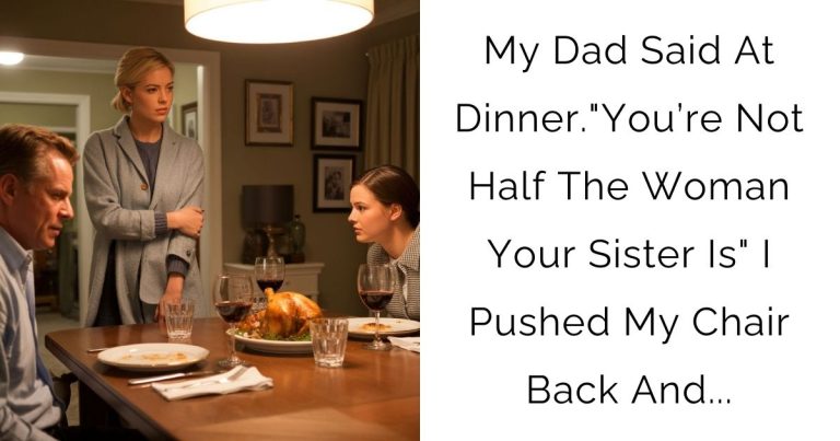 My Dad Said At Dinner.”You’re Not Half The Woman Your Sister Is” I Pushed My Chair Back And…