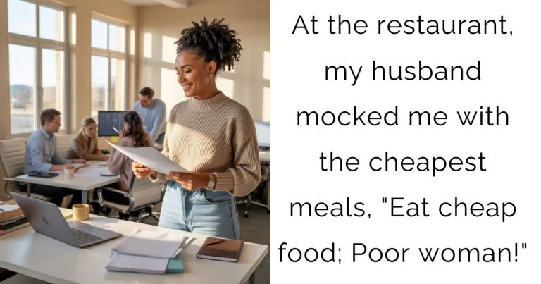 At the restaurant, my husband mocked me with the cheapest meals, “Eat cheap food; Poor woman!”