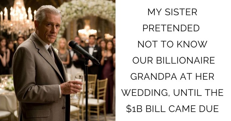 MY SISTER PRETENDED NOT TO KNOW OUR BILLIONAIRE GRANDPA AT HER WEDDING, UNTIL THE $1B BILL CAME DUE