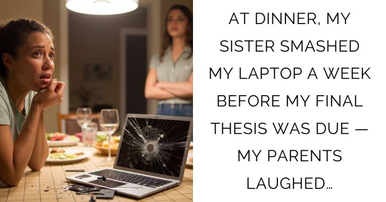 AT DINNER, MY SISTER SMASHED MY LAPTOP A WEEK BEFORE MY FINAL THESIS WAS DUE — MY PARENTS LAUGHED…