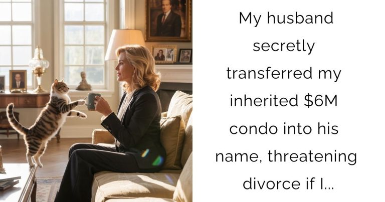 My husband secretly transferred my inherited $6M condo into his name, threatening divorce if I…