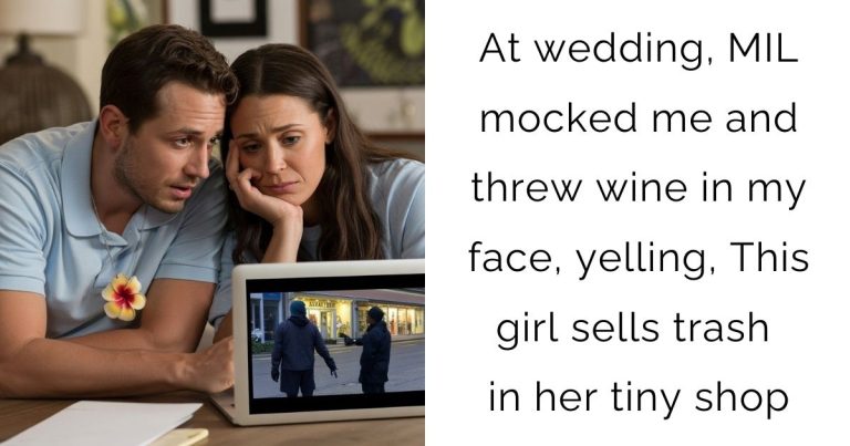 At wedding, MIL mocked me and threw wine in my face, yelling, This girl sells trash in her tiny shop