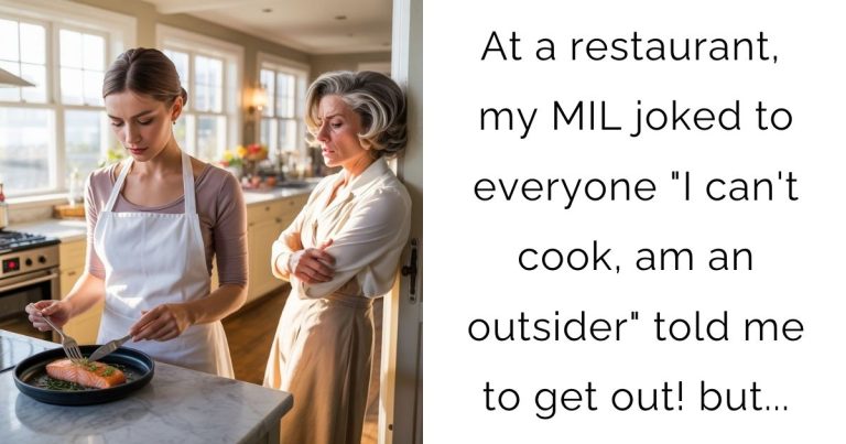 At a restaurant, my MIL joked to everyone “I can’t cook, am an outsider” told me to get out! but…