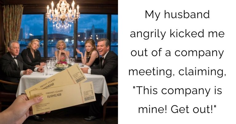 My husband angrily kicked me out of a company meeting, claiming, “This company is mine! Get out!”