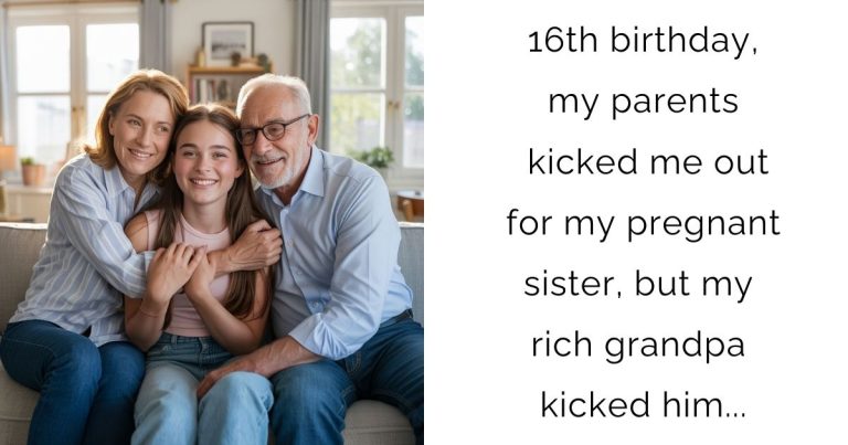 16th birthday, my parents kicked me out for my pregnant sister, but my rich grandpa kicked him…