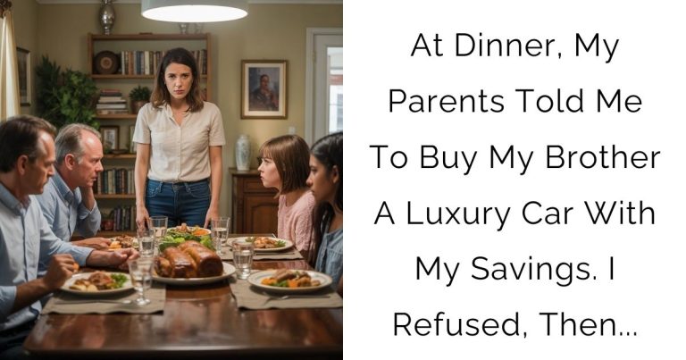 At Dinner, My Parents Told Me To Buy My Brother A Luxury Car With My Savings. I Refused, Then…