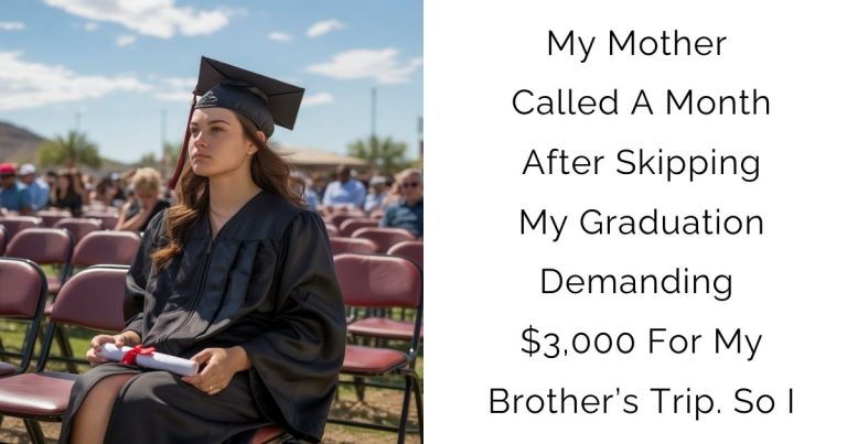 My Mother Called A Month After Skipping My Graduation Demanding $3,000 For My Brother’s Trip. So I