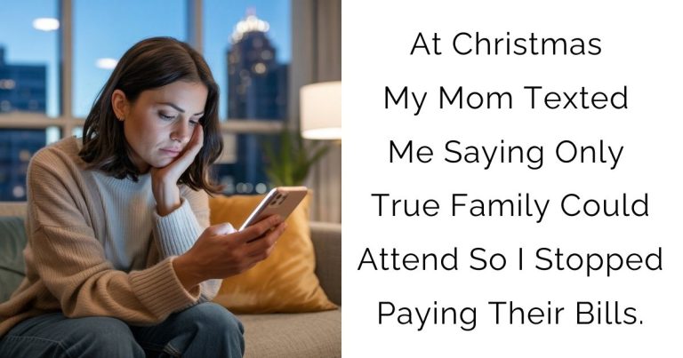 At Christmas My Mom Texted Me Saying Only True Family Could Attend So I Stopped Paying Their Bills.