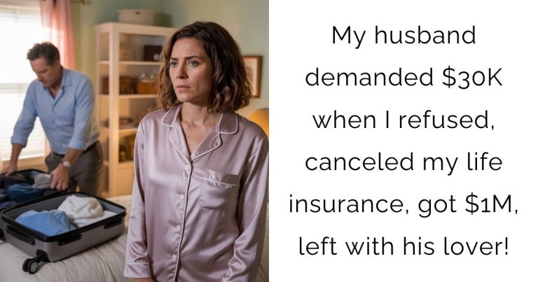 My husband demanded $30K when I refused, canceled my life insurance, got $1M, left with his lover!