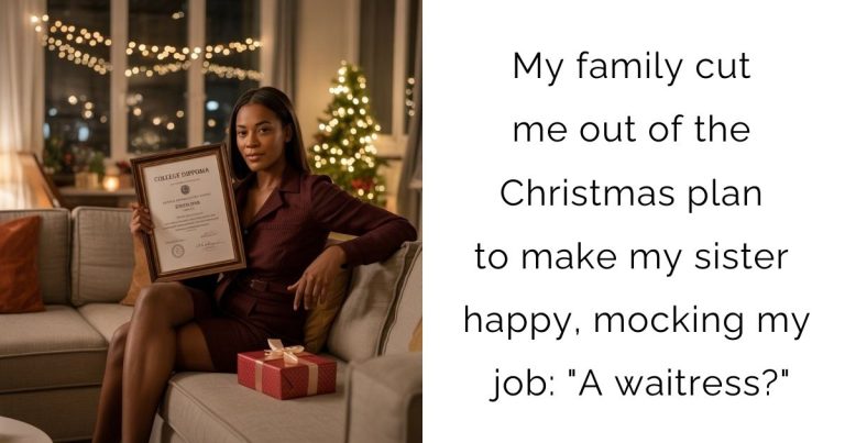 My family cut me out of the Christmas plan to make my sister happy, mocking my job: “A waitress?”