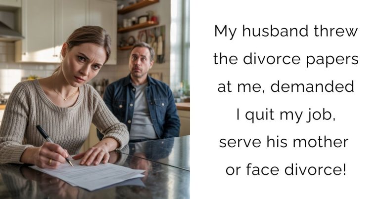 My husband threw the divorce papers at me, demanded I quit my job, serve his mother or face divorce!