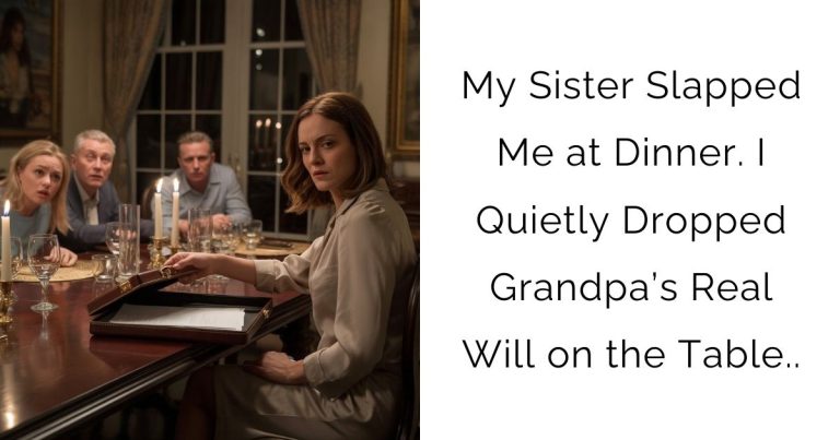 My Sister Slapped Me at Dinner. I Quietly Dropped Grandpa’s Real Will on the Table..
