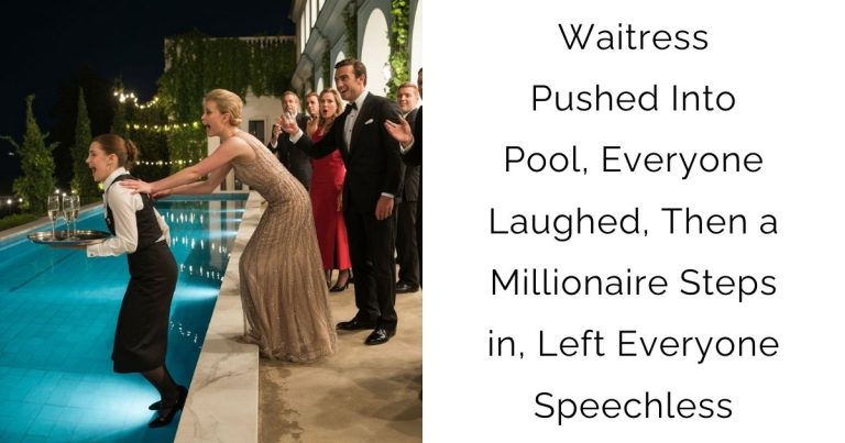 Waitress Pushed Into Pool, Everyone Laughed, Then a Millionaire Steps in, Left Everyone Speechless