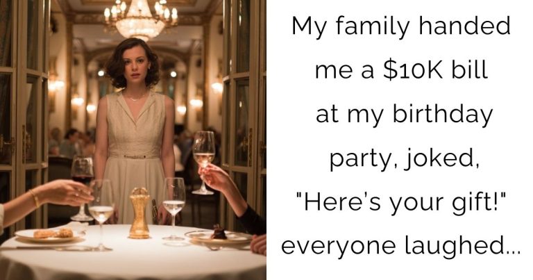 My family handed me a $10K bill at my birthday party, joked, “Here’s your gift!” everyone laughed…