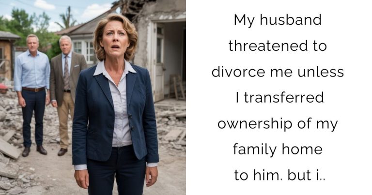 My husband threatened to divorce me unless I transferred ownership of my family home to him. but i..