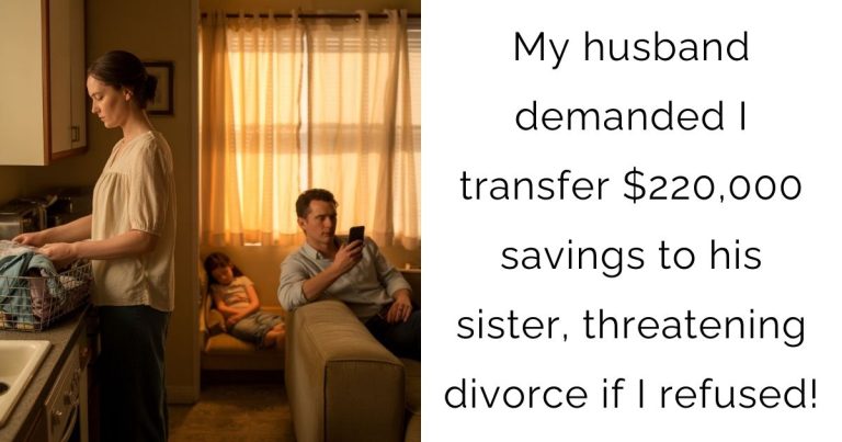 My husband demanded I transfer $220,000 savings to his sister, threatening divorce if I refused!