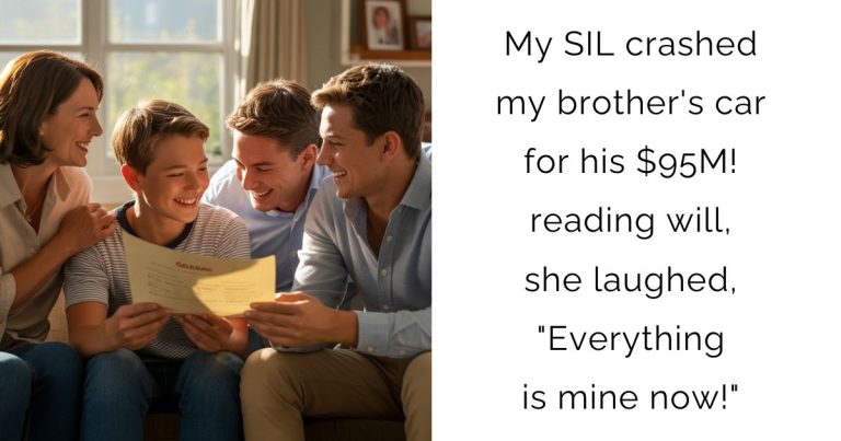 My SIL crashed my brother’s car for his $95M! reading will, she laughed, “Everything is mine now!”