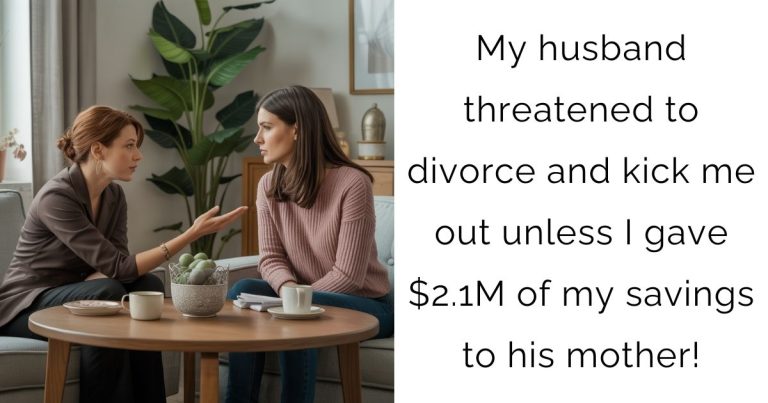 My husband threatened to divorce and kick me out unless I gave $2.1M of my savings to his mother!